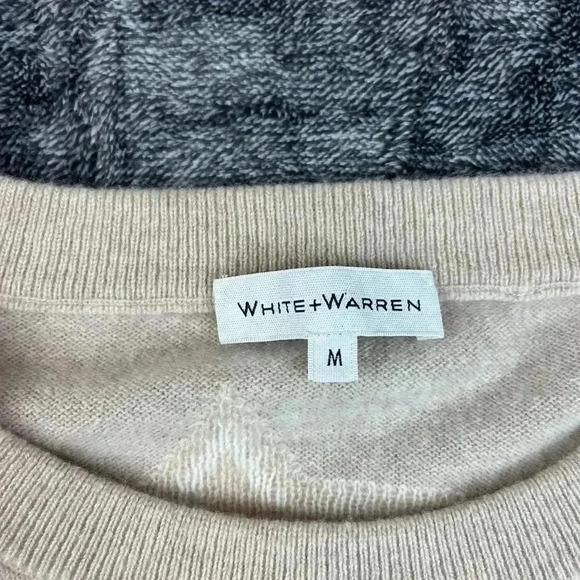 White + Warren Star 100% Cashmere Sweater Beige Cream Women's M Pullover - Picture 3 of 12